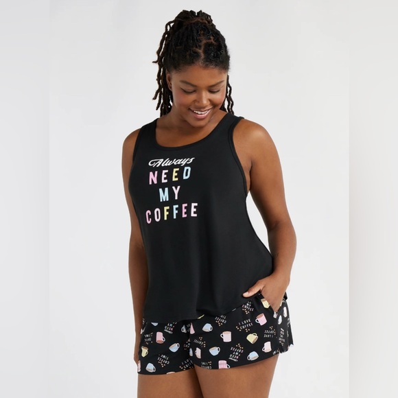 Joyspun Women's Print Tank Top and Shorts Pajama Set, 2-Piece - Picture 2 of 5